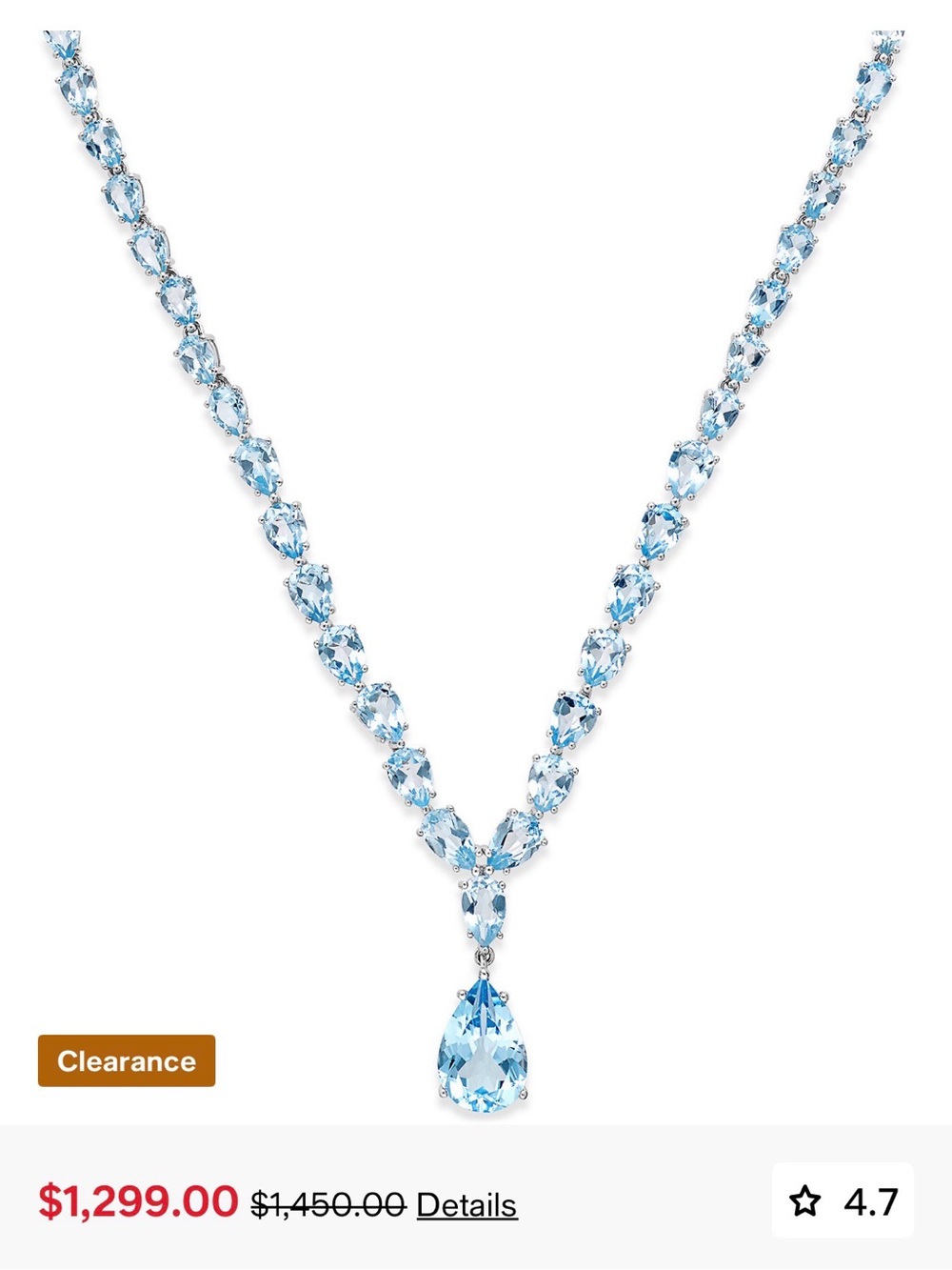 Silver Blue Teardrop Pendant Necklace - Women Jewelry